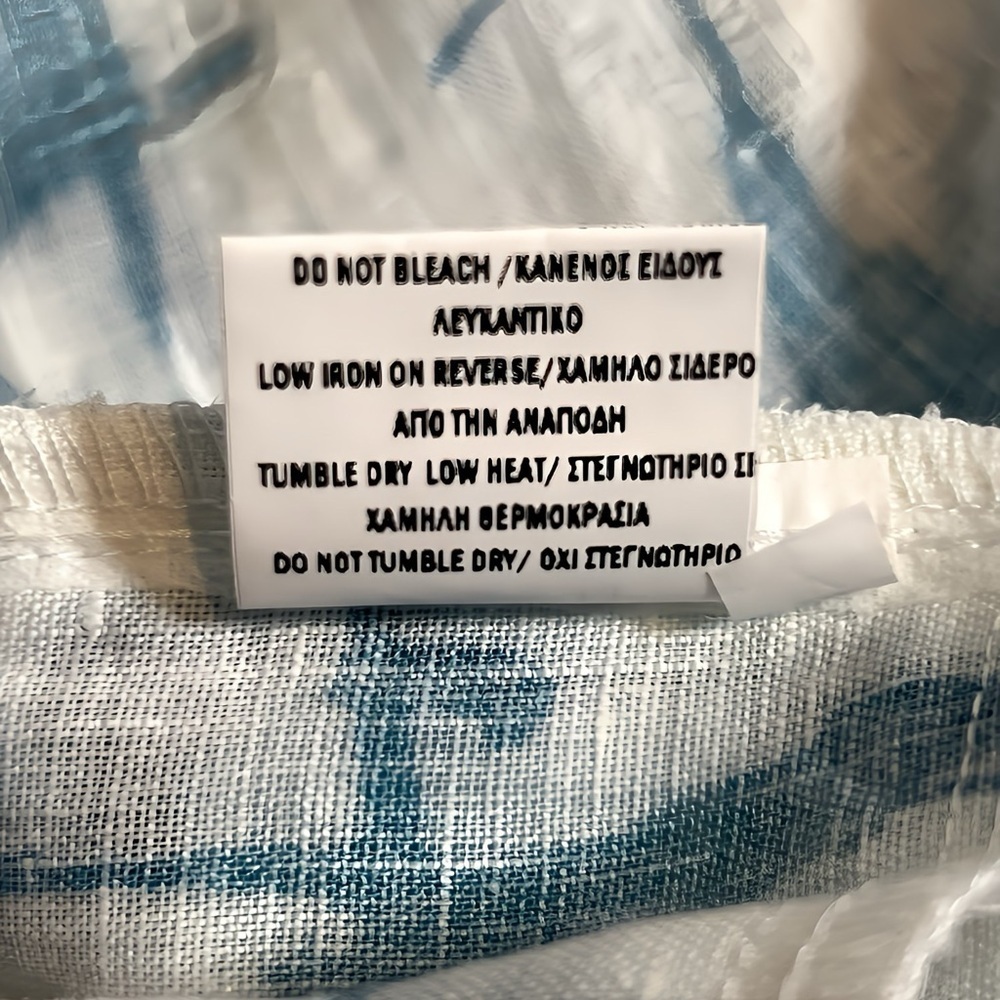 Ozai N Ku Linen Tulip Pants White Turquoise Tie Dye Coastal Resort Size S Summer - Picture 11 of 12